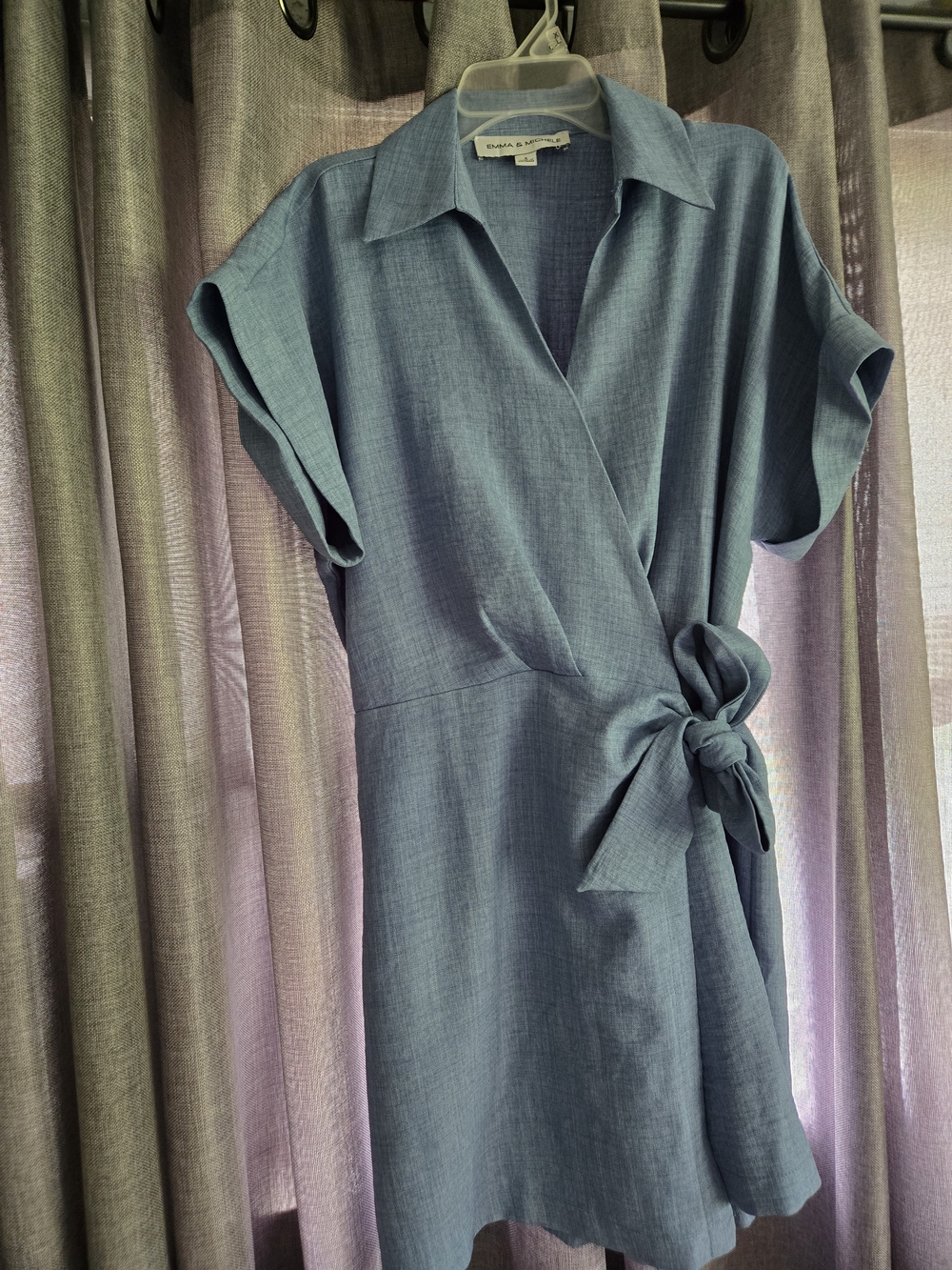 Emma & Michele Blue Wrap Mini Dress